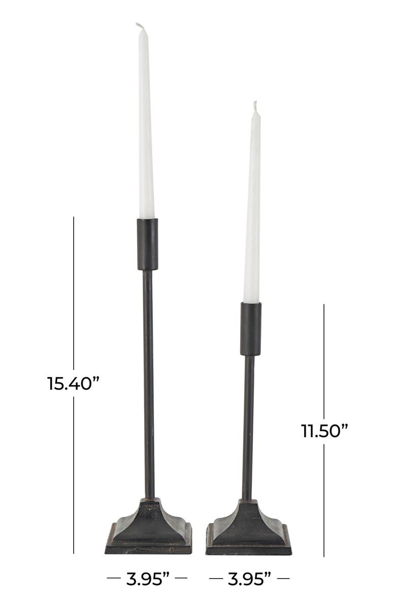 VIVIAN LUNE HOME Set of 2 Modern Black Metal Candleholders, Alternate, color, Black