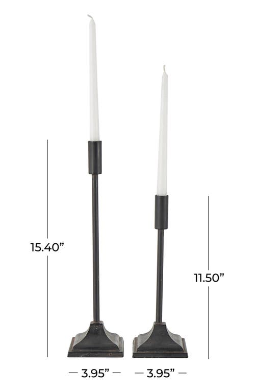 Vivian Lune Home Set Of 2 Modern Black Metal Candleholders In Black