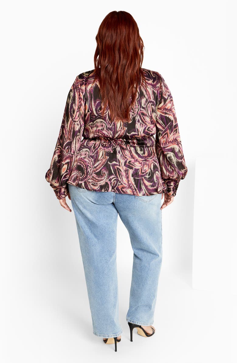 City Chic Della Print Keyhole Top, Alternate, color, Paisley