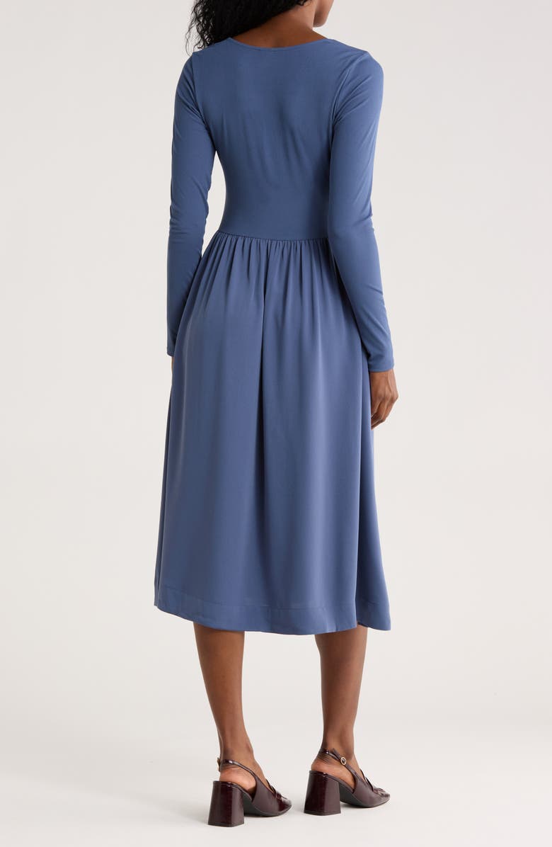 Melrose and Market Long Sleeve Fit & Flare Midi Dress, Alternate, color, Blue Vintage