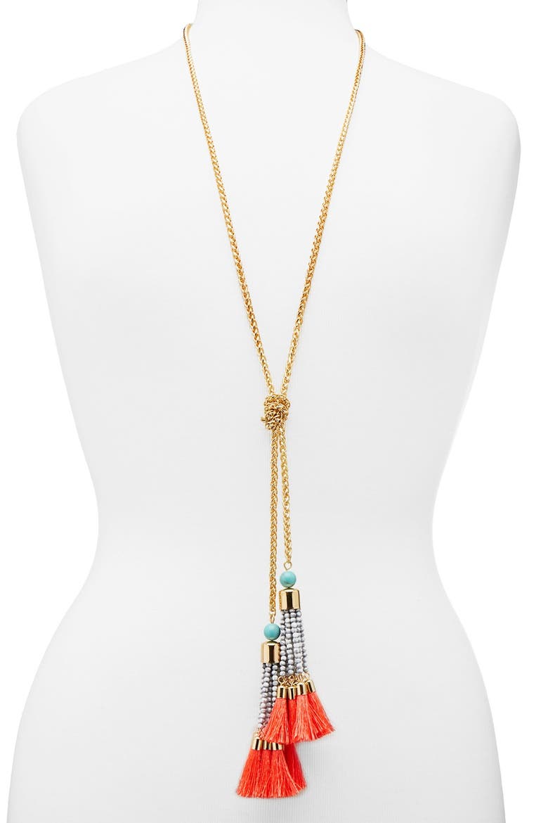 'Majorca' Lariat Necklace, Main, color, GOLD/ MULTI