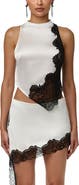 Naked Wardrobe Lace Trim Silk Blend Tank Top