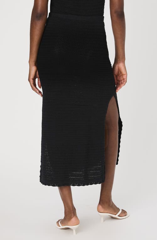 French Connection Nellis Mixed Stitch Drawstring Midi Skirt In Black