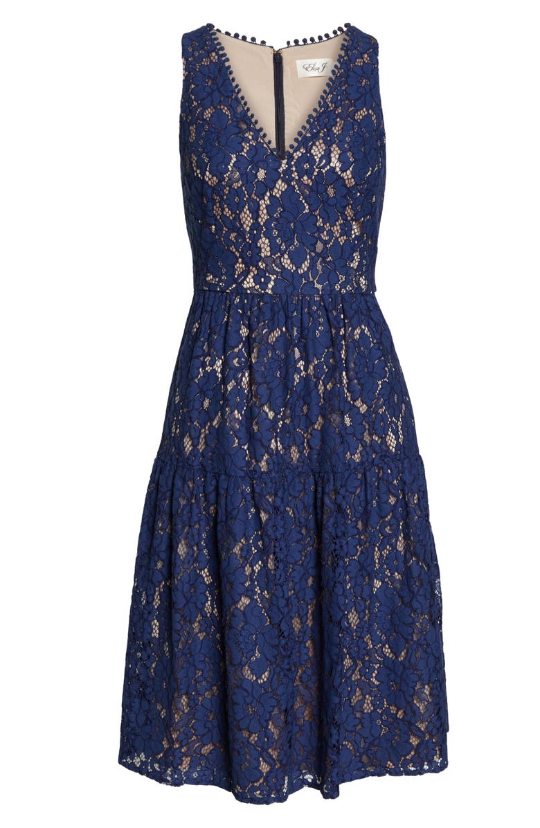 Eliza J Lace Fit & Flare Dress, Alternate, color, 