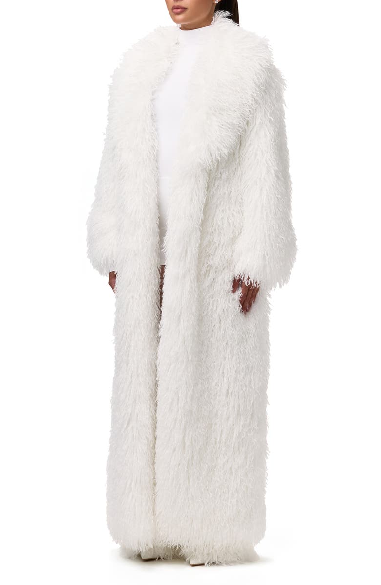 Naked Wardrobe Faux Shearling Coat, Alternate, color, Ivory