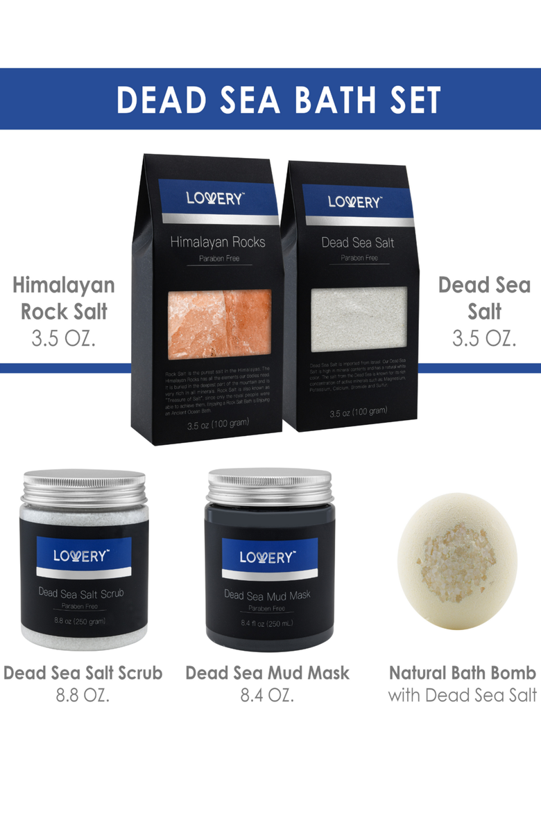 Lovery Dead Sea Bath and Body Gift Set - Luxury Bath Essentials with SheaButter - Home Spa Kit, Alternate, color, Black, Blue, Silver