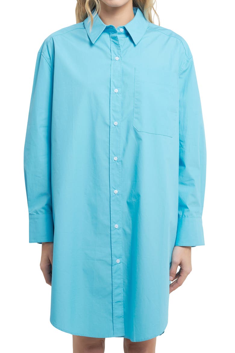 Classic Collar Shirtdress, Alternate, color, CERULEAN