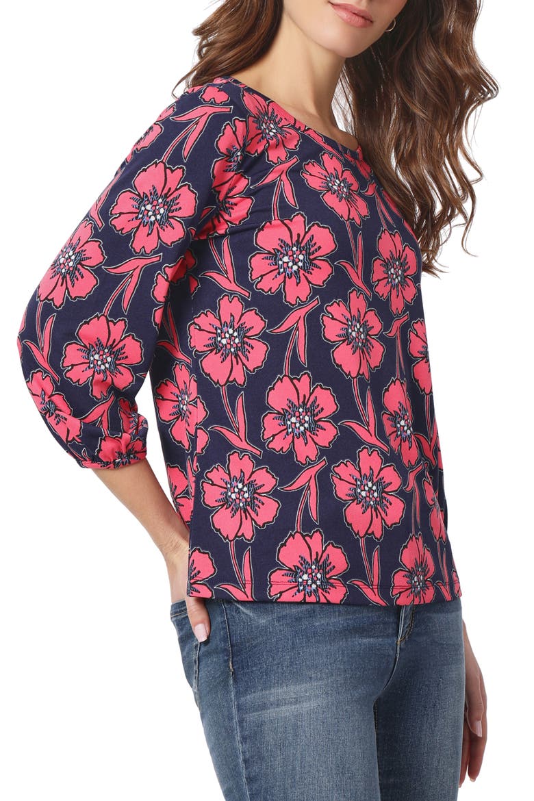 Floral Print Knit Top, Alternate, color, PCFIC NAVY/FRSH GUAV