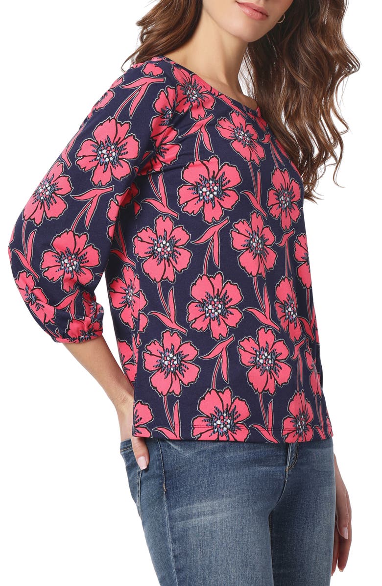 Jones New York Floral Print Knit Top, Alternate, color, 