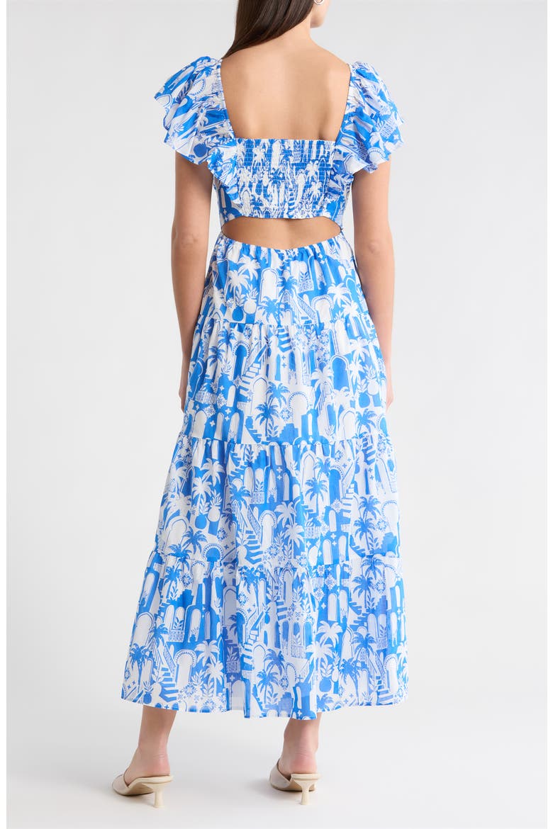 Nala Tiered Smocked Maxi Sundress, Alternate, color, WHITE-BLUE