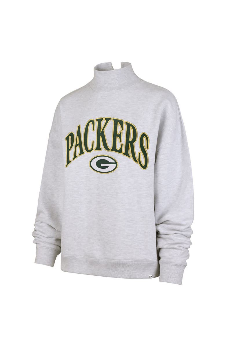 '47 Women's '47 Heather Gray Green Bay Packers Vantage Mock Neck Pullover Sweatshirt, Alternate, color, 
