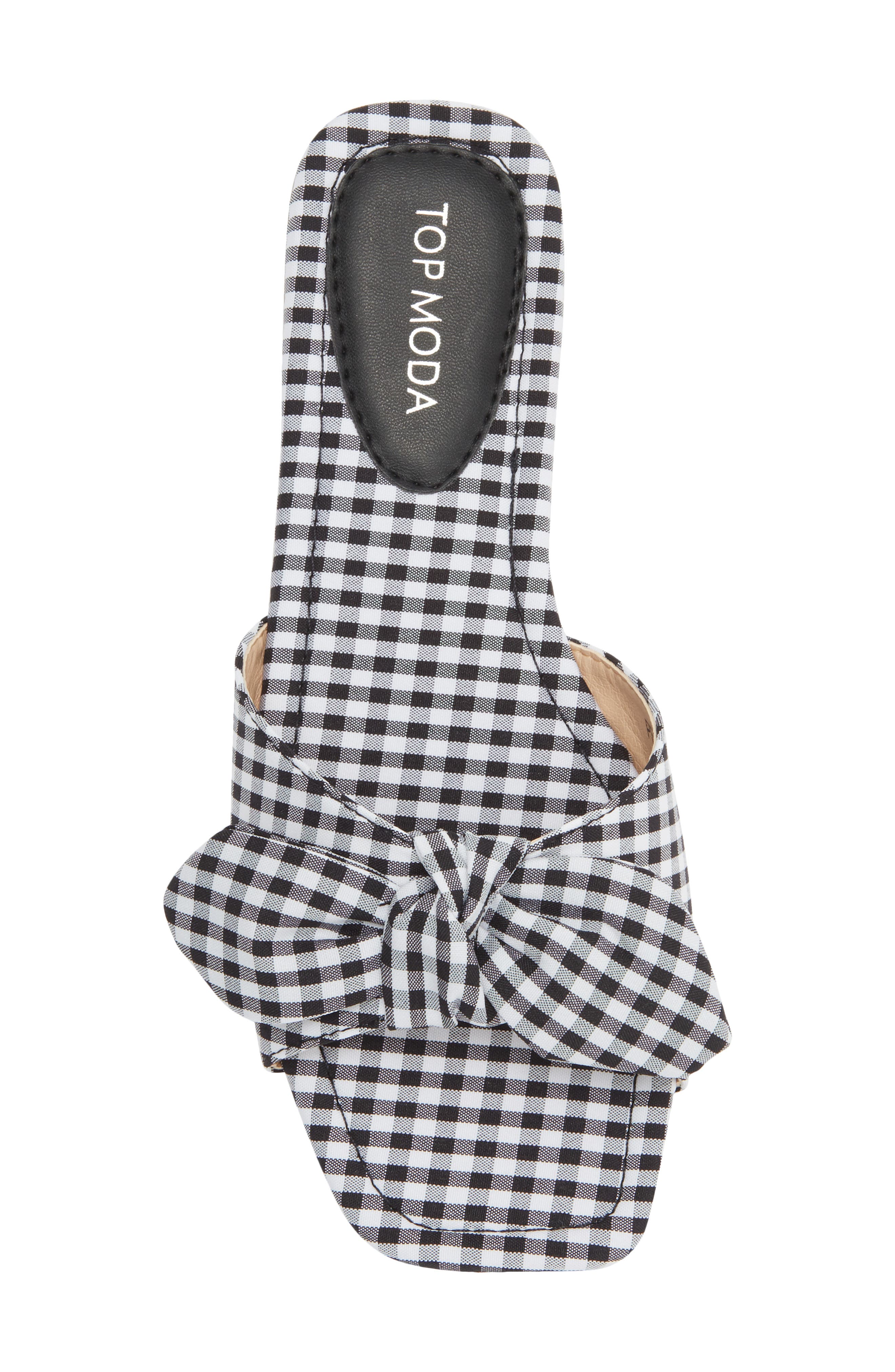 TOP MODA Penny Gingham Bow Slide Sandal, Alternate, color, Black