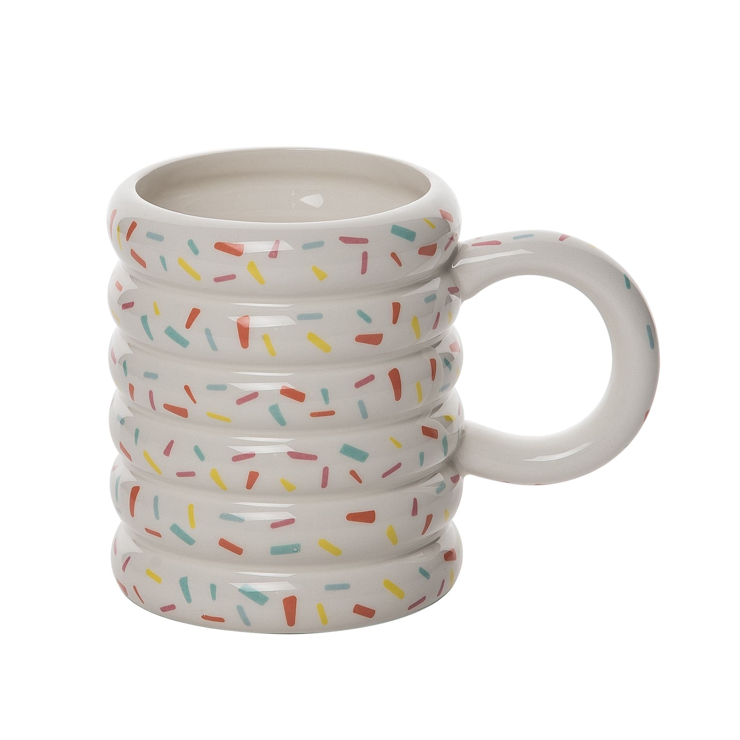 Totalee Gift Dip It In Glitter Confetti Ribbed Mug Ceramic White 22 oz