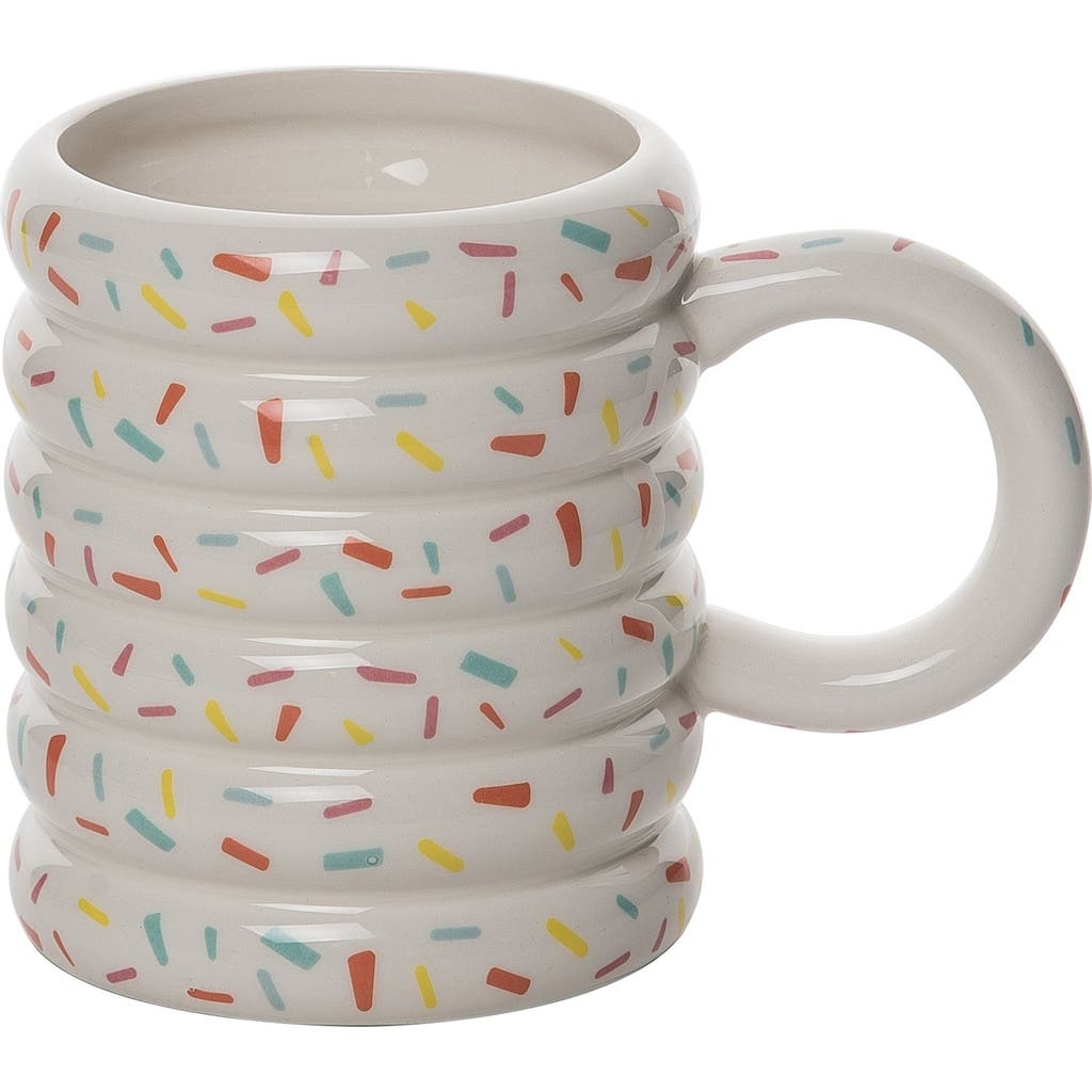 Totalee Gift Dip It In Glitter Confetti Ribbed Mug Ceramic White 22 oz