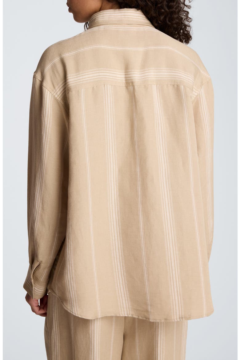 Stripe Button-Up Boyfriend Shirt, Alternate, color, TLESSTAUP/ WHT