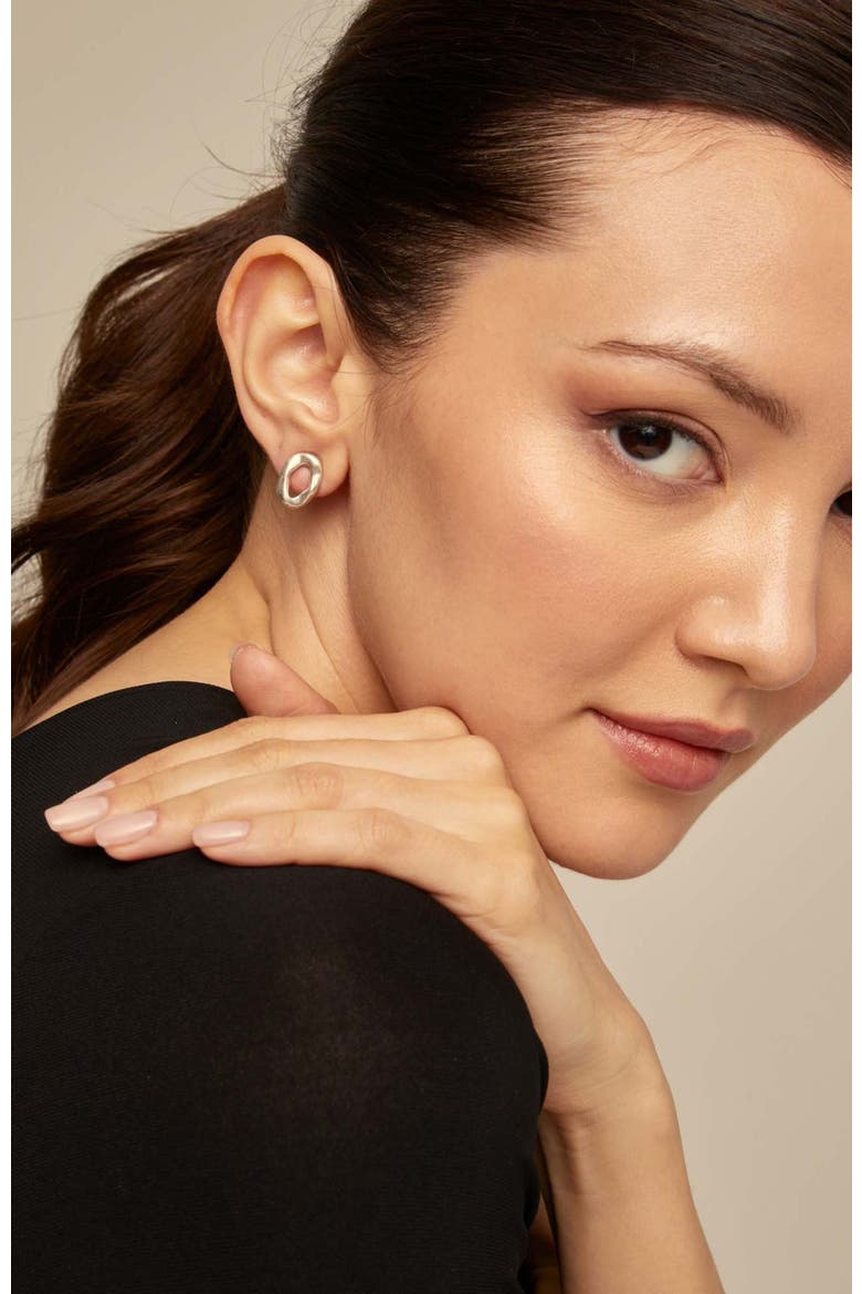 Sculpted Link Hoop Earrings, Alternate, color, Silver