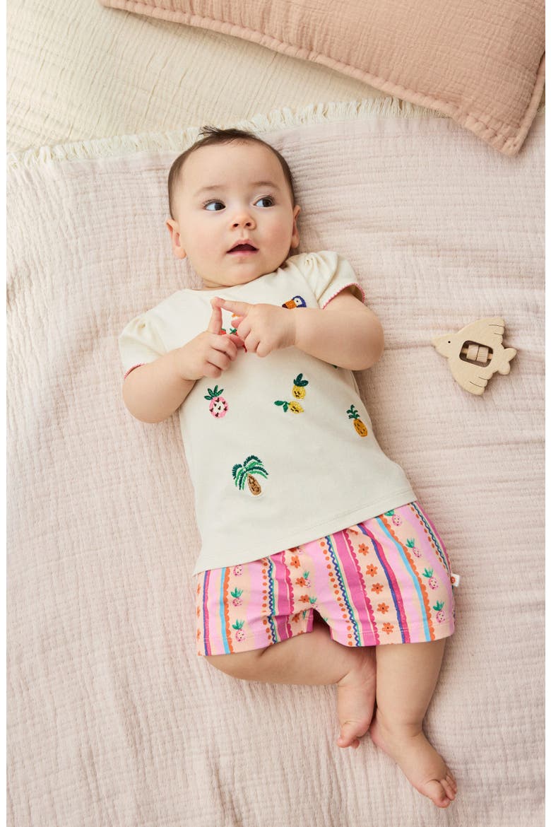 Embroidered Tropical Shirt & Shorts Set, Alternate, color, NEUTRAL