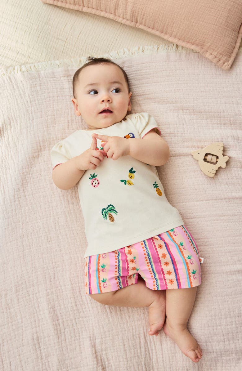 NEXT Embroidered Tropical Shirt & Shorts Set, Alternate, color, Neutral