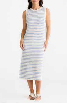 Brave+True Squad Stripe Sleeveless Rib Midi Dress