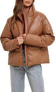 WISHLIST Faux Leather Puffer Jacket