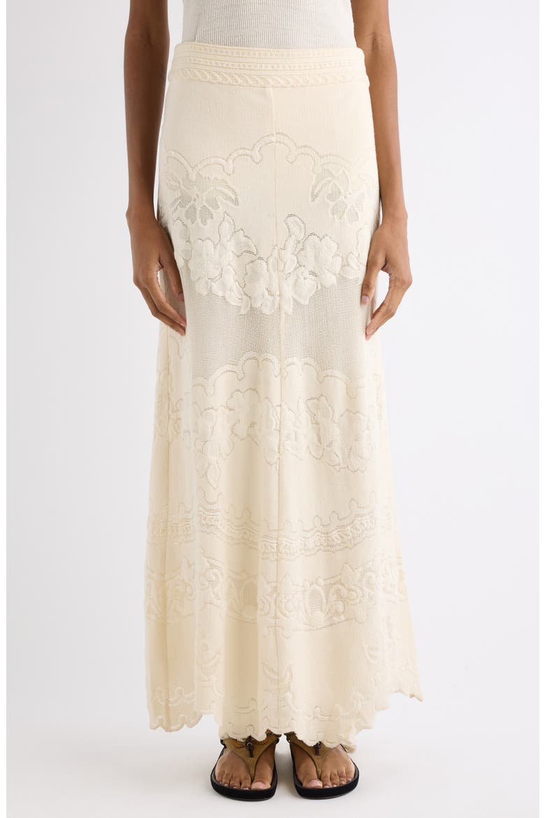 Sanaya Cotton Blend Floral Jacquard Maxi Skirt, Main, color, ECRU