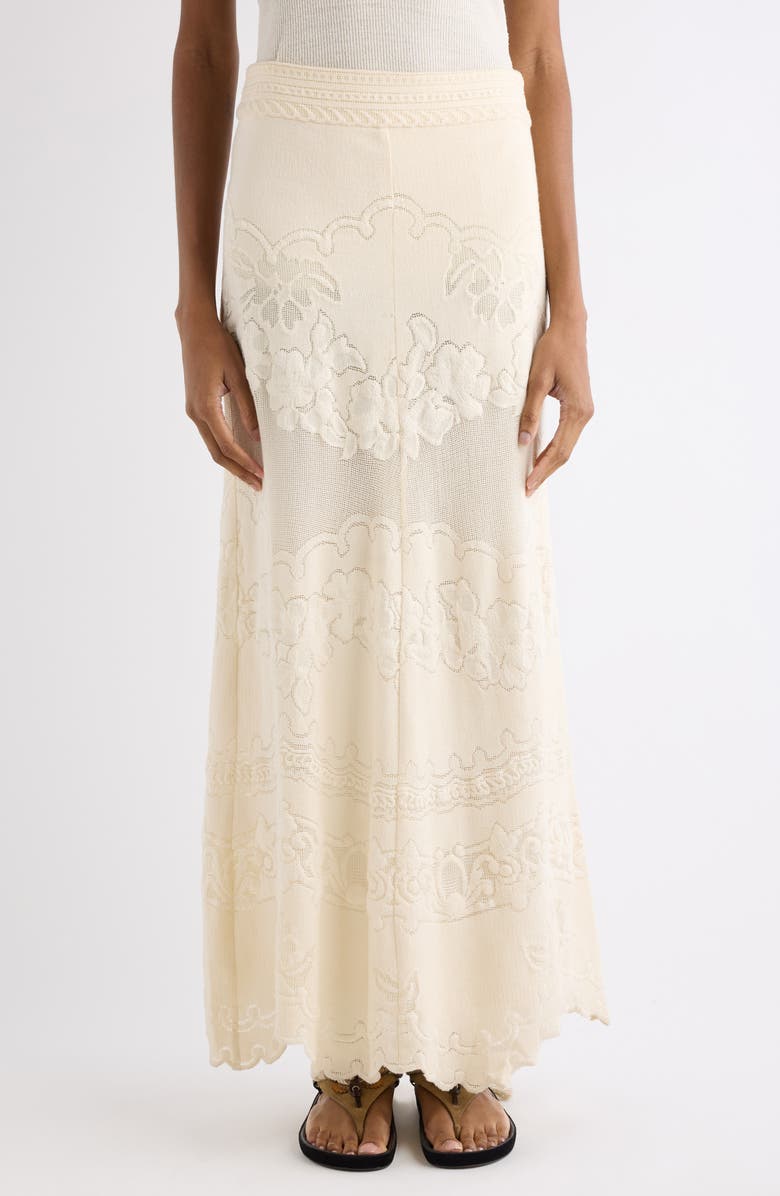 Isabel Marant Sanaya Cotton Blend Floral Jacquard Maxi Skirt, Main, color, Ecru