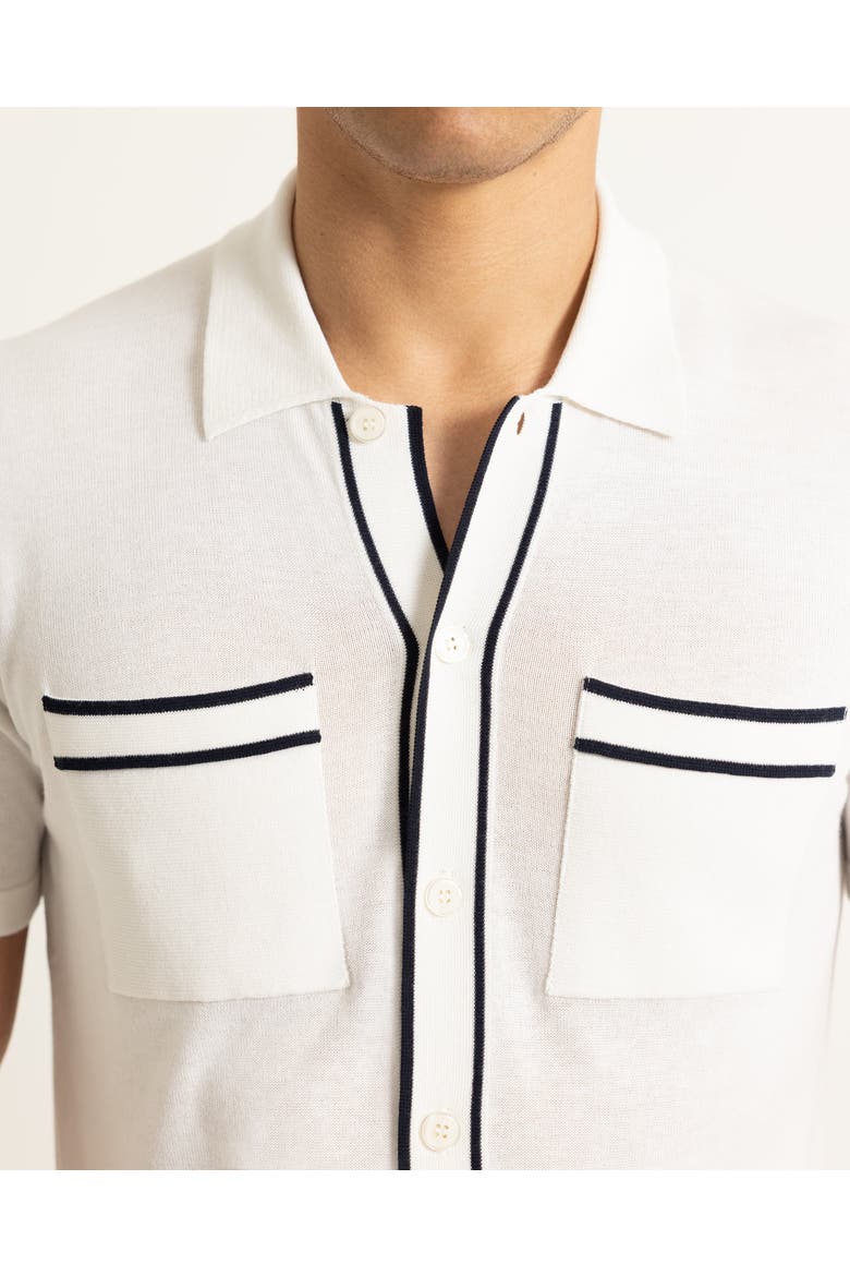 Keeling Classic Fit Cotton Silk Knitted Shirt, Alternate, color, White Sand/Night Iris