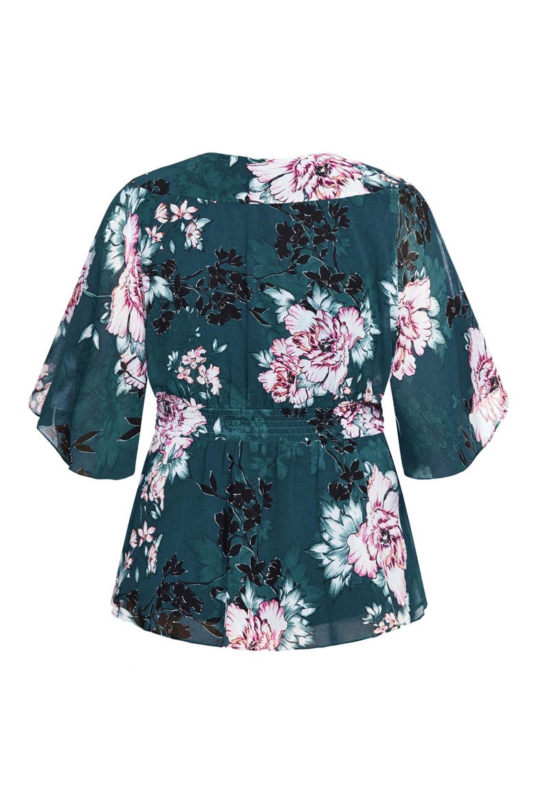 Blossom Jade Wrap Front Blouse, Alternate, color, JADE BLOSSOM