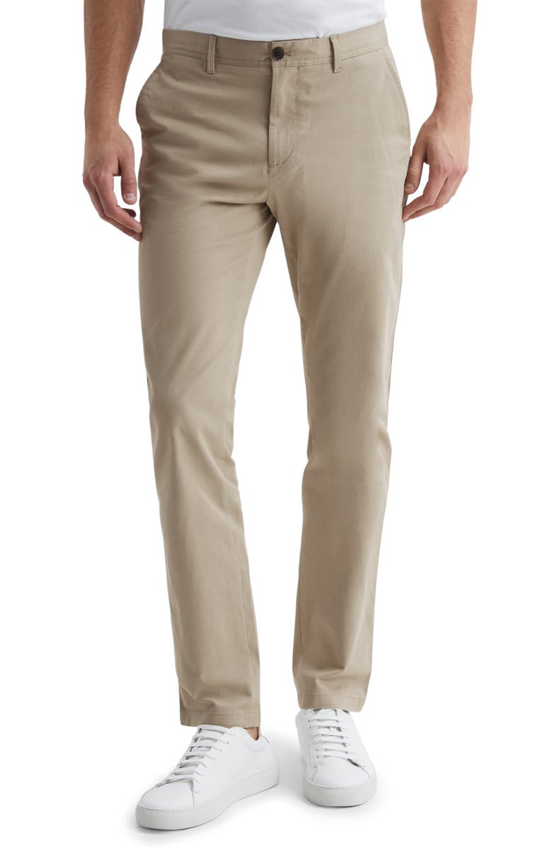 Reiss Pitch Stretch Cotton Pants, Main, color, Stone