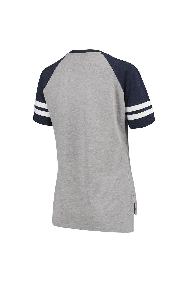 Women's G-III 4Her by Carl Banks Gray/Navy Minnesota Twins Goal Line Raglan V-Neck T-Shirt, Alternate, color, Gray