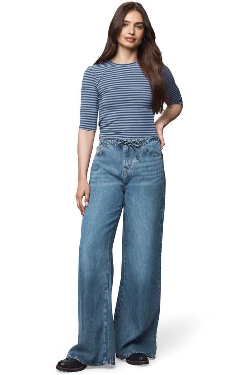 Splendid Quarter Sleeve Stripe Top In Blue