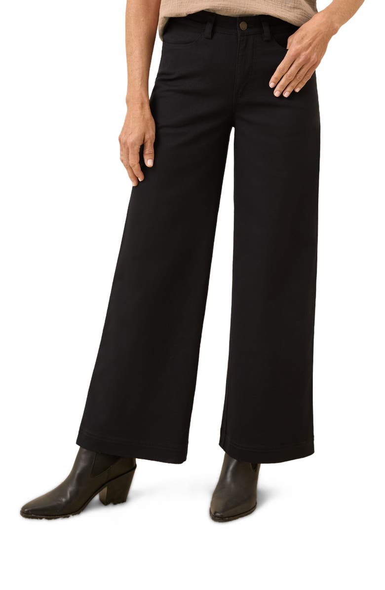 Pact Organic Cotton Stretch Twill Wide Leg Pant, Alternate, color, Black