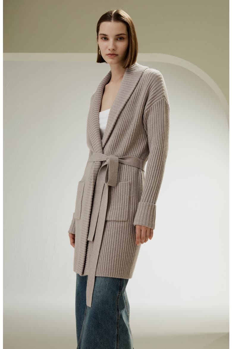 Women's Merino Wool Shawl Collar Cardigan, Alternate, color, Brown