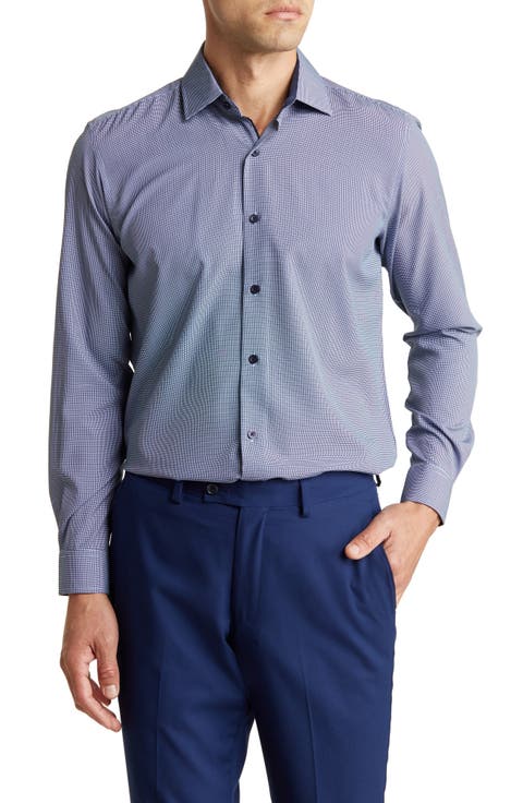 Performance Mini Plaid Button-Down Dress Shirt