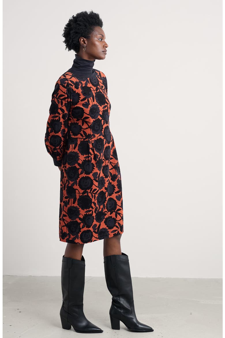 Herb Garden Floral Corduroy Dress, Alternate, color, FIGURATIVE FLORAL RUST