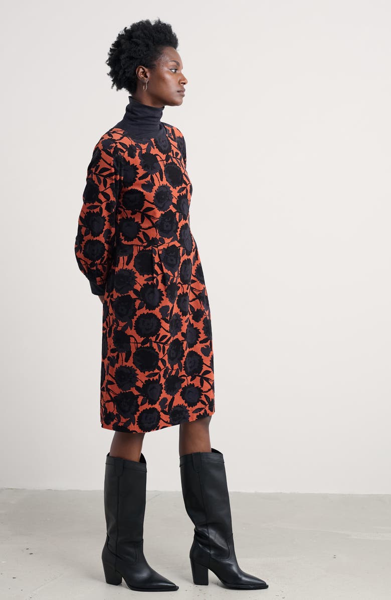 Seasalt Cornwall Herb Garden Floral Corduroy Dress, Alternate, color, Figurative Floral Rust