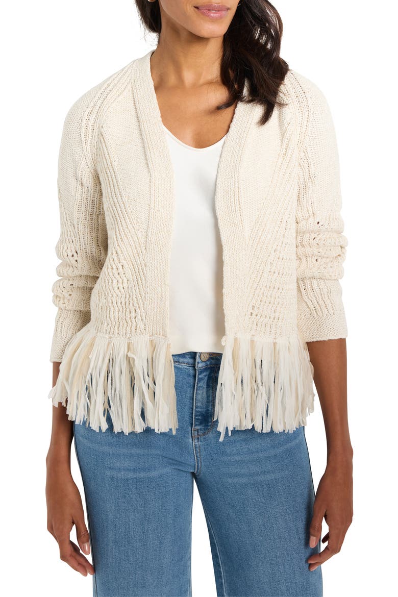Fringe Trim Cardigan, Main, color, CANVAS