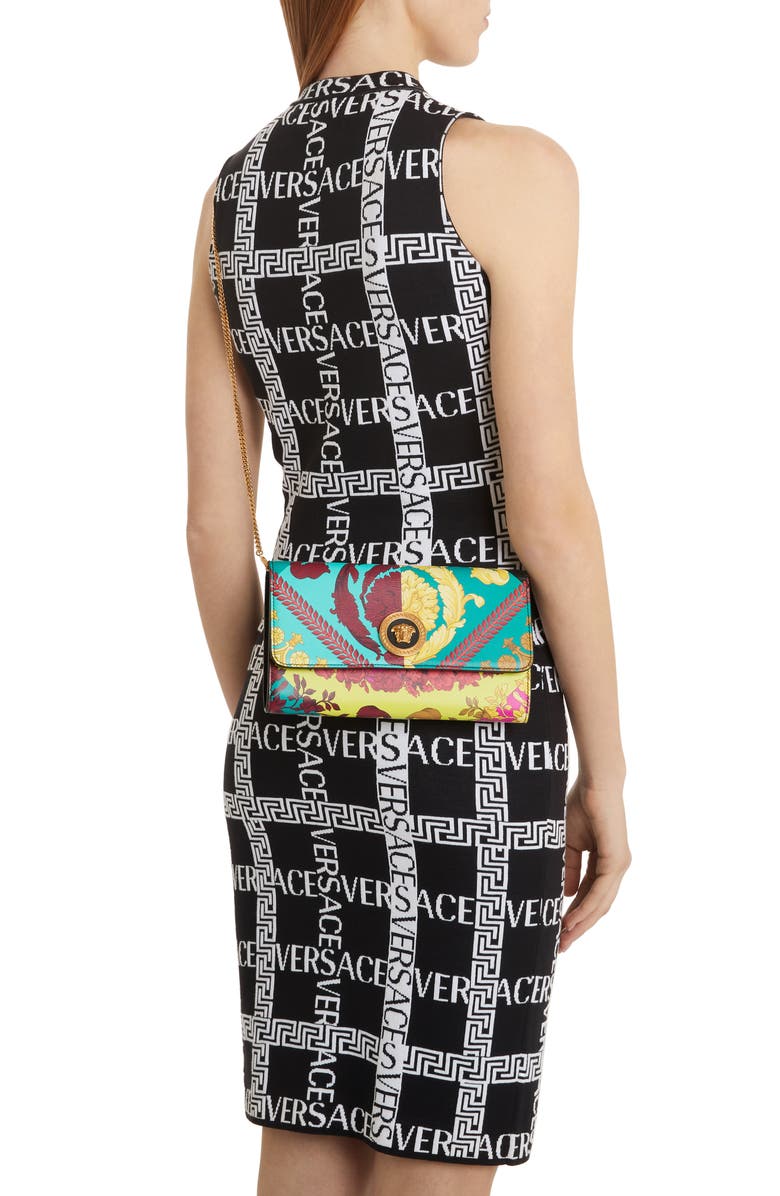 Versace First Line Voyage Barocco Print Wallet on a Chain, Alternate, color,