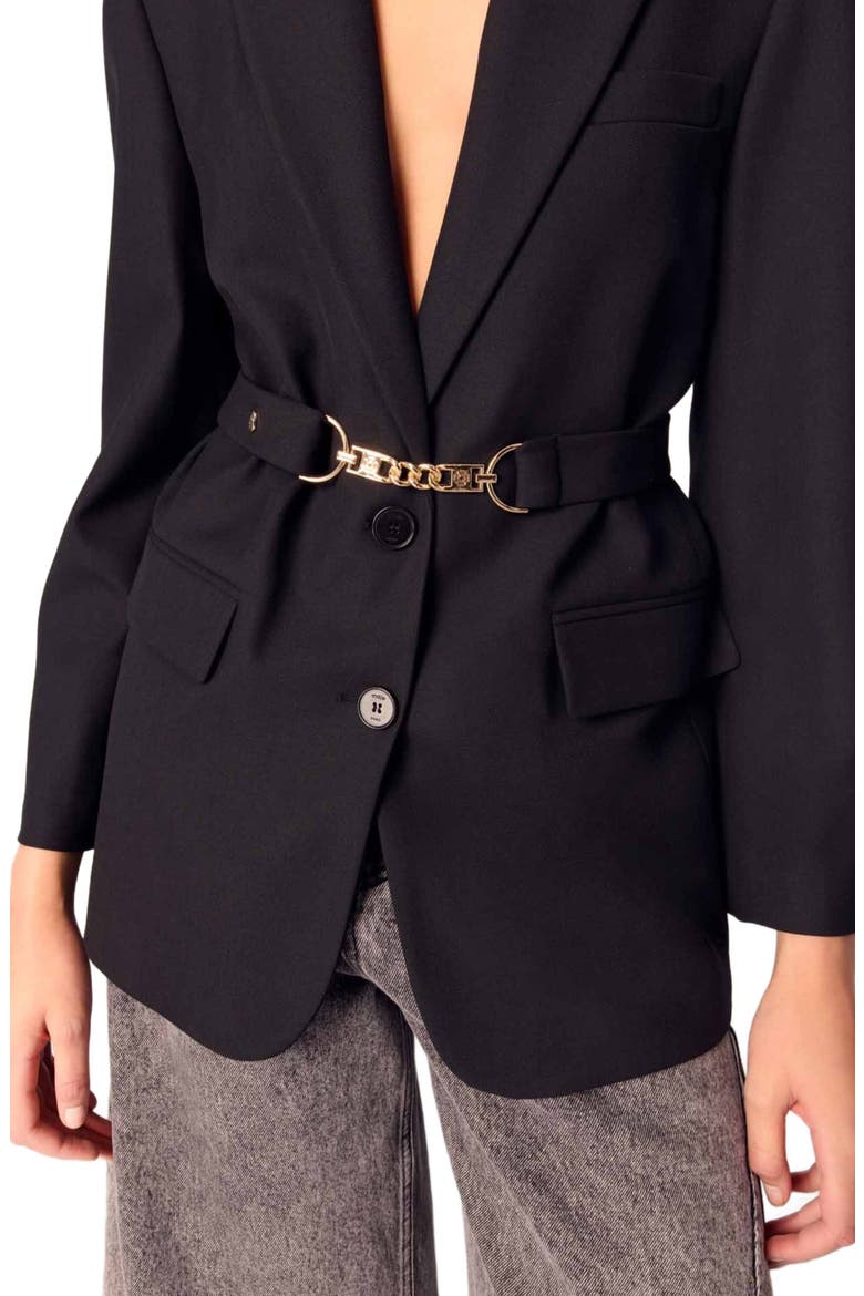 Belted suit jacket, Alternate, color, Black