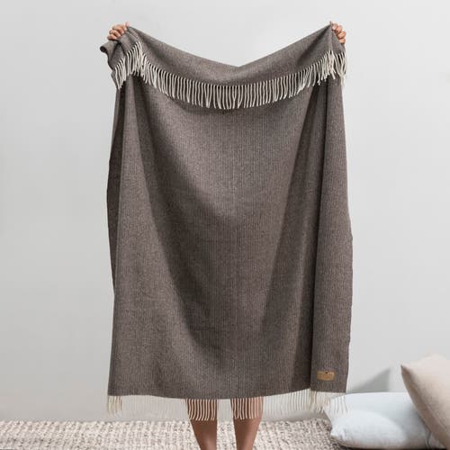 Lands Downunder Pinstripe Cashmere Throw In Brown