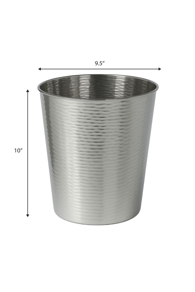 Remi Modern Classic Textured Steel 2-Gallon Wastebasket, Alternate, color, Polished Steel