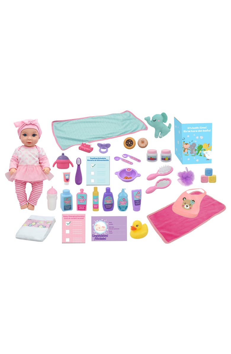 Cuddle Kids Love N' Feed Playset 15" Baby Doll, Main, color, Multicolored