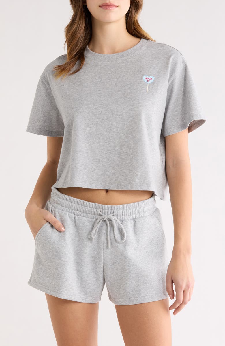 Open Edit Boxy Crop Sleep T-Shirt, Main, color, Grey Heather Blue Lollipop