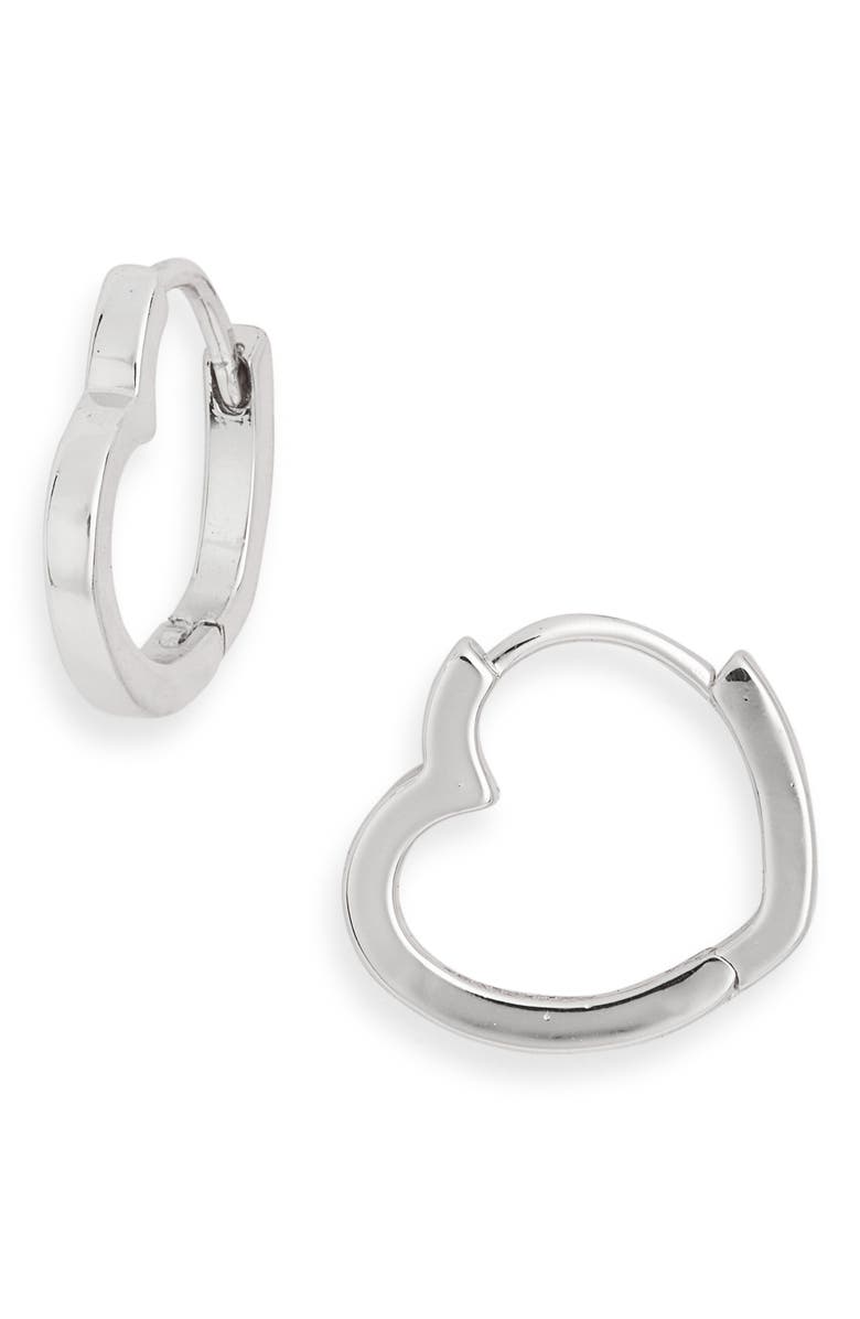 Sterling Forever Liliana Elegant Heart Shaped Huggie Hoop Earrings, Main, color, Silver
