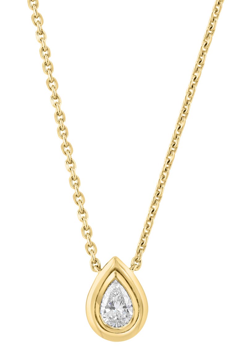 14K Gold Plated Sterling Silver Pear Cut Lab Grown Diamond Pendant Necklace, Alternate, color, GOLD
