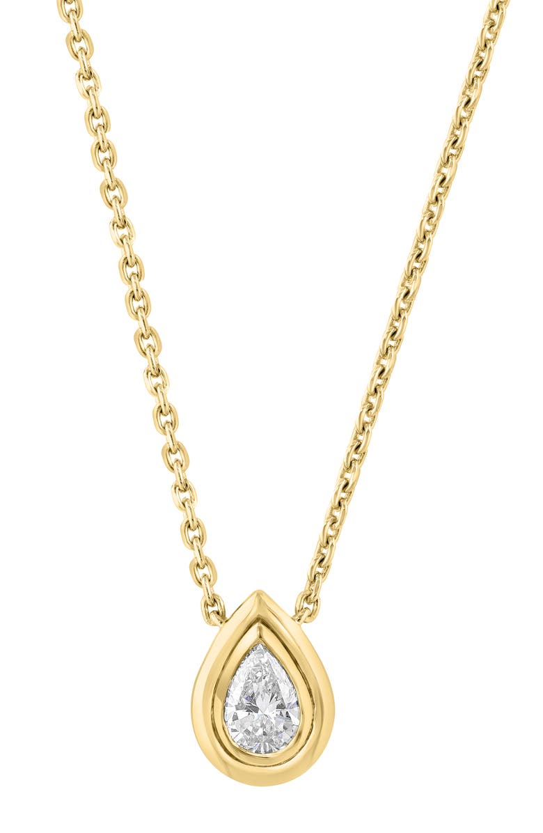 EFFY 14K Gold Plated Sterling Silver Pear Cut Lab Grown Diamond Pendant Necklace, Alternate, color, Gold