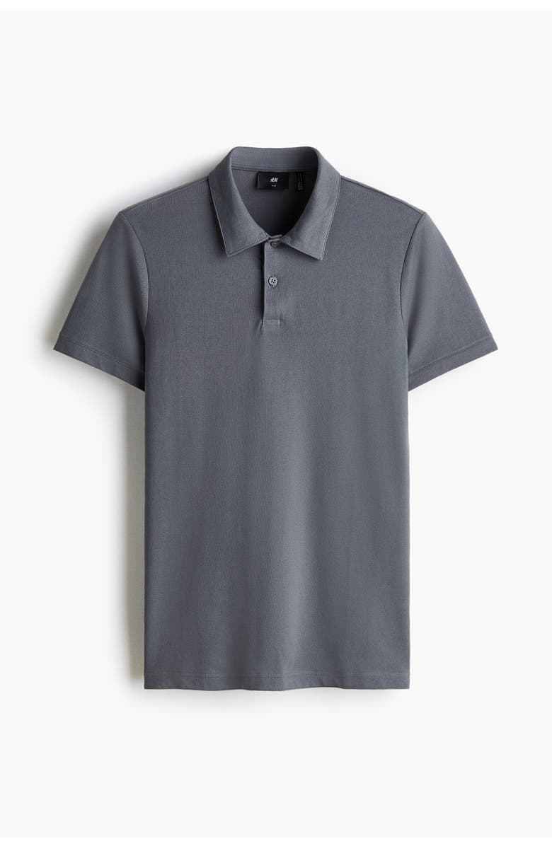 H&M Coolmax<sup>®</sup> Slim Fit Polo Shirt, Main, color, Gray
