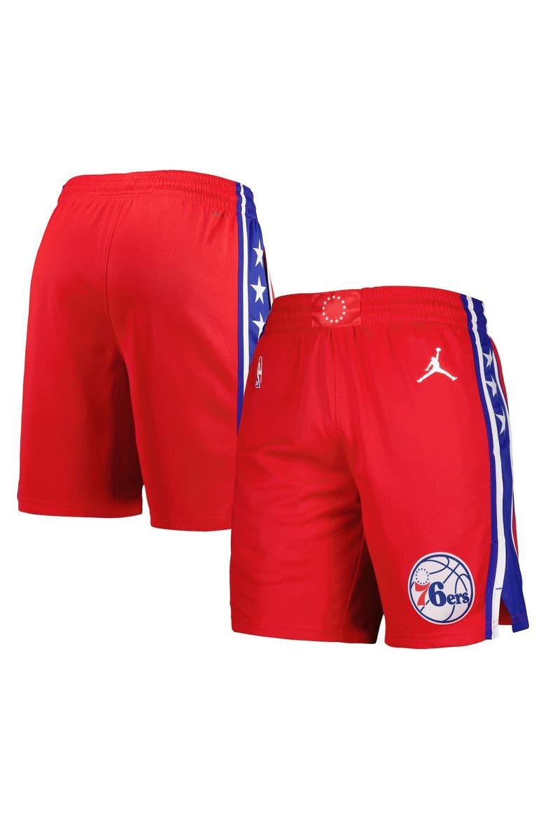 Men's Jordan Brand Red Philadelphia 76ers 2022/2023 Statement Edition Swingman Performance Shorts, Main, color, Red