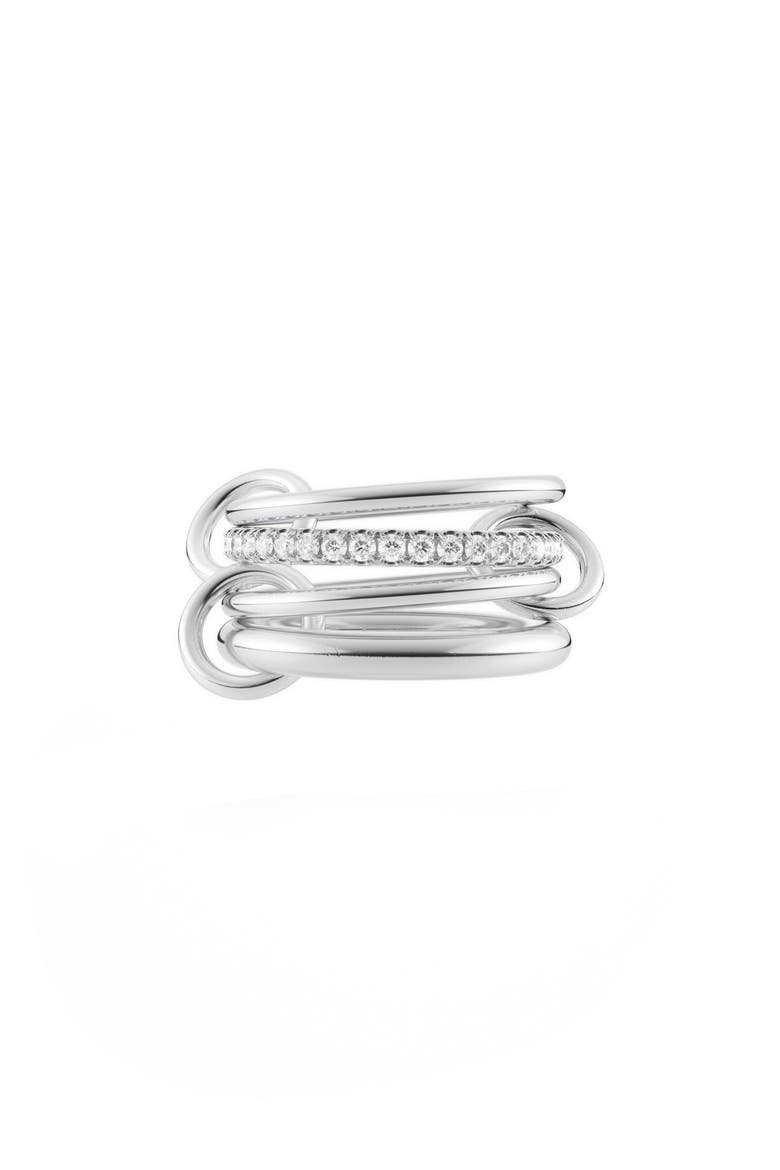 Nimbus Linked Diamond Rings, Main, color, SILVER