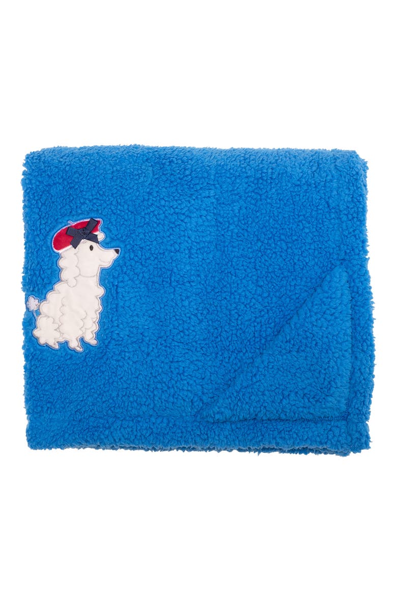 Poodles Reversible Fleece Baby Blanket, Main, color, BRILLIANT BLUE